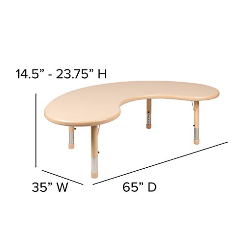 BizChair Half-Moon Adjustable Activity Table Natural