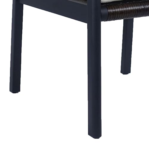 Benzara Outdoor Dining Chair Set of 2 Cushioned Seat White and Black