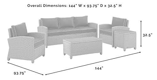 Crosley Furniture Bradenton 5-Piece Outdoor Sofa Set Brown with Sand Cushions