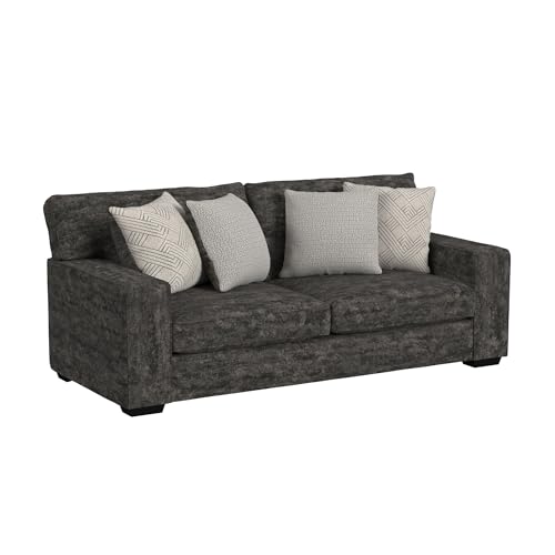 Picket House Furnishings Molly Loveseat Galactic Charcoal with 4 Pillows