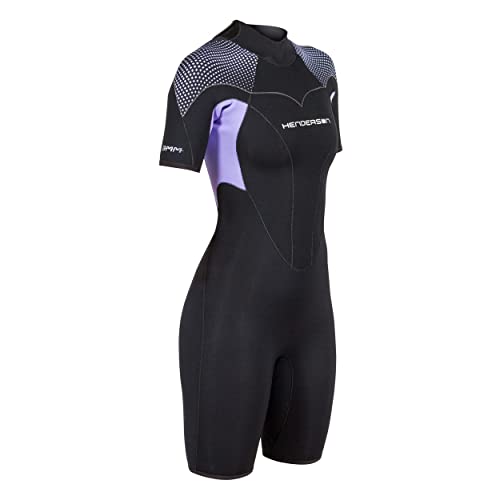 Henderson Women's 3mm Thermoprene Pro Back Zip Shorty Wetsuit Black/Lavander