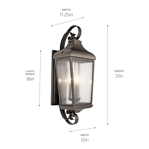 Kichler Three Light Outdoor Wall Mount Bronze/Dark