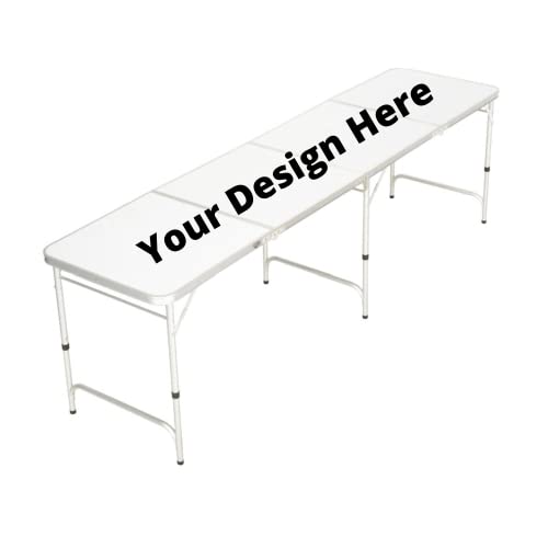 Uberpong Custom Drink Pong Table, Laminated Surface, Adjustable Legs, 2x8 Feet, Multicolor