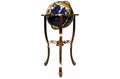 Unique Art Since 1996 37" 3-Leg Copper Floor Standing Blue Lapis Gemstone Globe