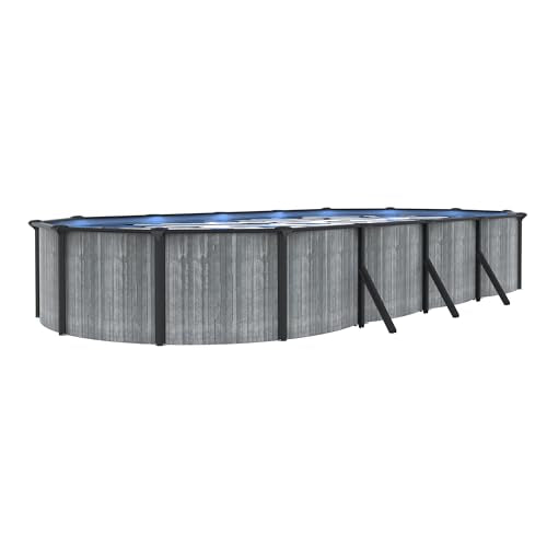 Blue Wave San Pedro 12x24-ft Oval 52-in Deep Above Ground Swimming Pool Package Gray
