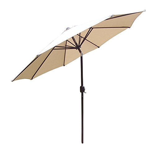 Oakland Living Elite Bar Set with Table, 4 Cushioned Stools, Umbrella, and Stand Antique Bronze