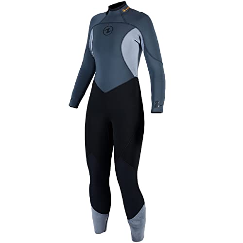 Aqua Lung Women's AquaFlex 7mm Back-Zip Scuba Diving Wet Jumpsuit Black/Gray
