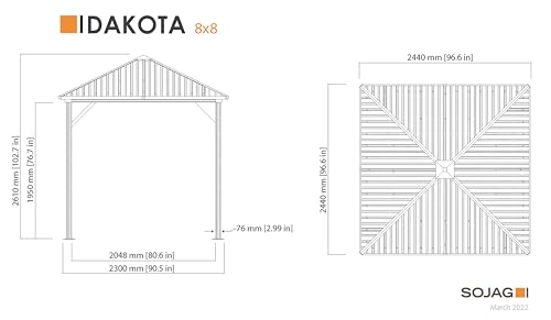 Sojag Outdoor 8' x 8' Dakota Hardtop Gazebo Dark Brown