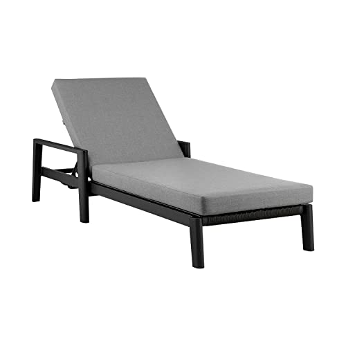Armen Living Cayman Outdoor Patio Adjustable Chaise Lounge Chair Dark Grey