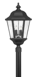 Hinkley Edgewater Large Outdoor Lantern with 4 LED Bulbs, Aluminum, Clear Seedy Glass, Black Finish