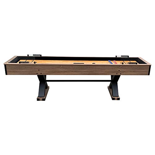 Hathaway Excalibur 9-Ft Shuffleboard Table Rustic Driftwood Finish Black
