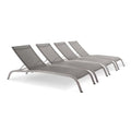 Pemberly Row Mesh Patio Chaise Lounge Set of 4 Grey