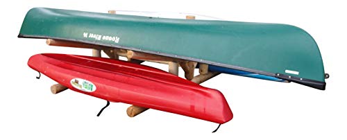 Log Kayak Rack 2-Canoe + 2-Kayak/SUP Storage Unfinished