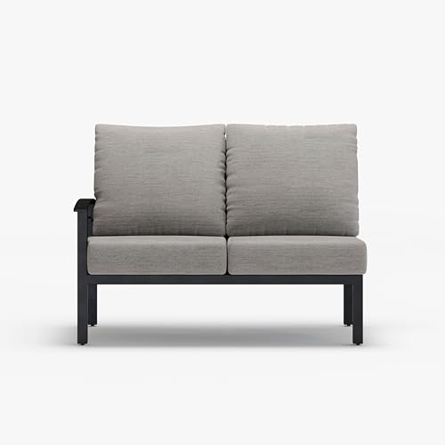 Winston Stanford Cushion Outdoor Loveseat with Right Arm Textured Pewter
