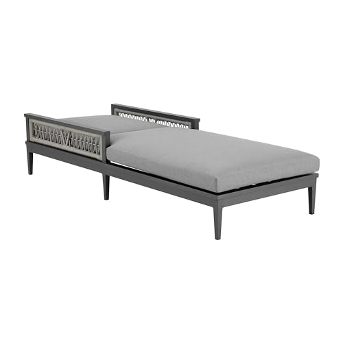 Benzara 83 Inch Outdoor Adjustable Chaise Lounger Aluminum Gray Woven Rope Grey