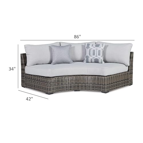 Benzara Mita 86 Inch Outdoor Loveseat with Pillows Gray Beige Black