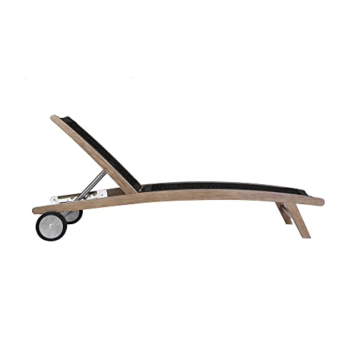 Armen Living Chateau Outdoor Patio Adjustable Chaise Lounge Chair Charcoal Rope and Eucalyptus