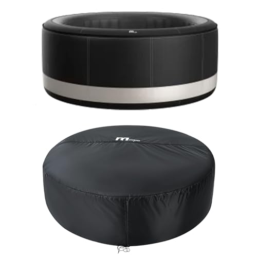 M Spa Premium 6-Person Round Hot Tub with 138 Bubble Jets and Thermal Cover, Black