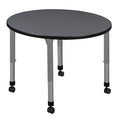 Romig Kee 42" Round Height Adjustable Mobile Classroom Activity Table Grey