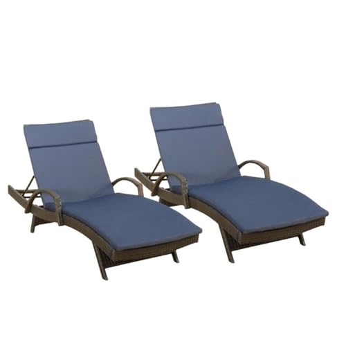 Noble House Salem Outdoor Adjustable Wicker Chaise Lounge Set of 2 Brown
