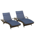 Noble House Salem Outdoor Adjustable Wicker Chaise Lounge Set of 2 Brown