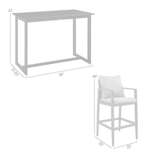 Armen Living Grand Modern Outdoor Patio Bar Table and Stools Set 5 Piece Black