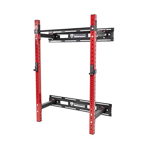 Signature Fitness Wall Mounted Fold-in Power Cage Squat Rack Red