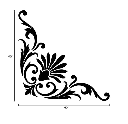 Custom Mosaics, Inc. Baroque Corner Scroll Porcelain Pool Mosaic 60"x45" Black