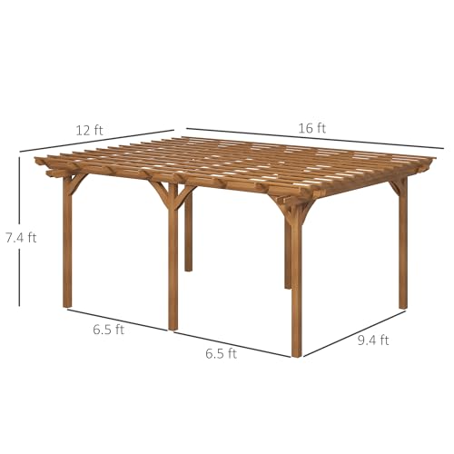Outsunny 12' x 16' Outdoor Wood Pergola Brown