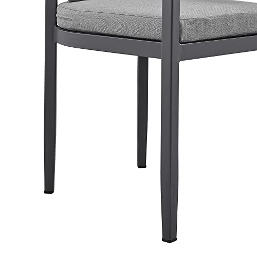 Armen Living Argiope Outdoor Patio Dining Chairs Set of 2 Dark Grey