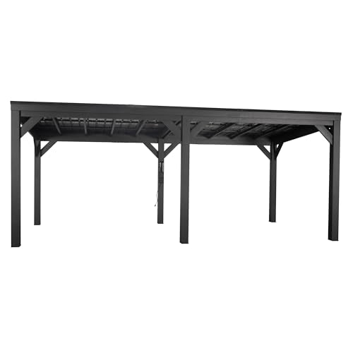 Backyard Discovery Stonebridge 20' x 9.5' Galvanized Steel Outdoor Gazebo Pavilion Black