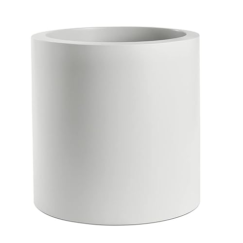 Generic Modern Round Fiberglass Planter 21" Dia x 30" H White Matte