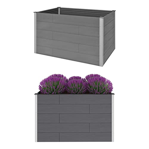 ZEYUAN Garden Raised Bed Planter Box 59.1"x39.4"x35.8" Gray