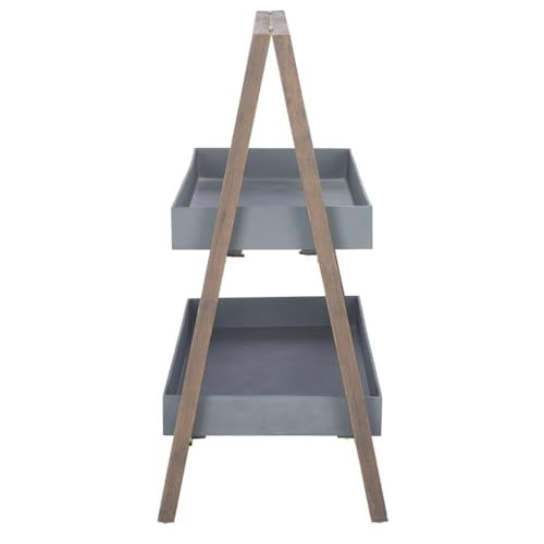 Safavieh Outdoor Collection Danser 2-Tier Shelf Dark Walnut/Grey