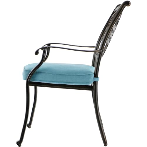 Hanover Traditions 5 Piece Patio Dining Set with Blue Cushions