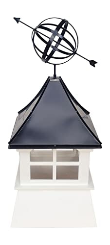 Accentua Monterey Cupola with Armillary, 24 in. Square, 54 in. High, White and Black