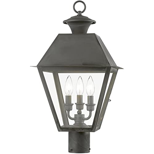 Livex Wentworth 3 Light Outdoor Post Top Lantern 22" Tall Black