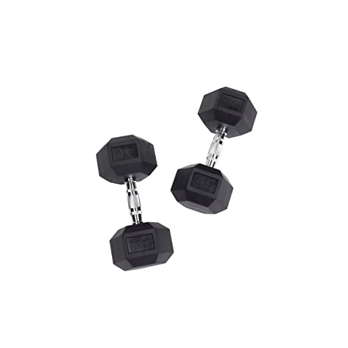 Body-Solid Rubber Hex Dumbbell Set 5-50 lbs Black
