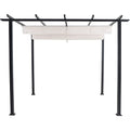Hanover Reed Outdoor Pergola with Adjustable Sling Canopy Gray 9.8' x 9.8' x 7.6'