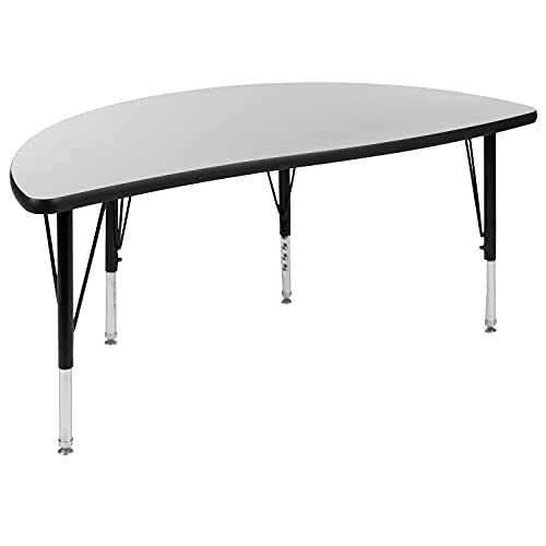 Flash Furniture Emmy Circle Wave Activity Table Set with Student Stack Chairs Grey