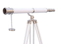 Handcrafted Nautical Decor Galileo Telescope 65" Brushed Nickel