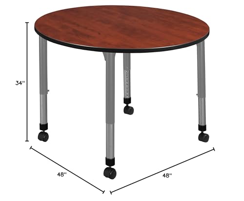 Romig 48" Round Height Adjustable Classroom Table Cherry/Grey