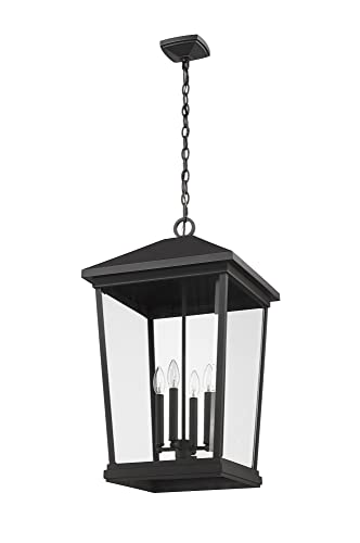 Z-Lite 4 Light Outdoor Chain Mount Ceiling Fixture Black