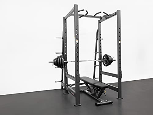 BK BodyKore Commercial Squat Rack & Adjustable Bench 300Lb Olympic Weight Combo Silver Frame