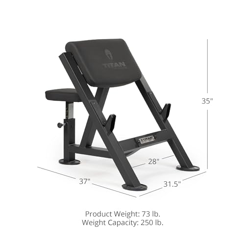 Titan Fitness Seated Preacher Curl Bench Black, Max Load 250 LB, Bicep Curl Support Training