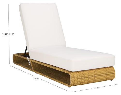 Safavieh Outdoor Collection Vale Natura/White Adjustable Chaise Lounge Chair Natural/White