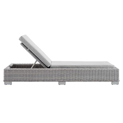 Modway Conway Sunbrella Outdoor Patio Wicker Rattan Chaise Lounge Light Gray