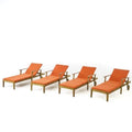Afuera Living Outdoor Chaise Lounge Set of 4 Teak and Orange
