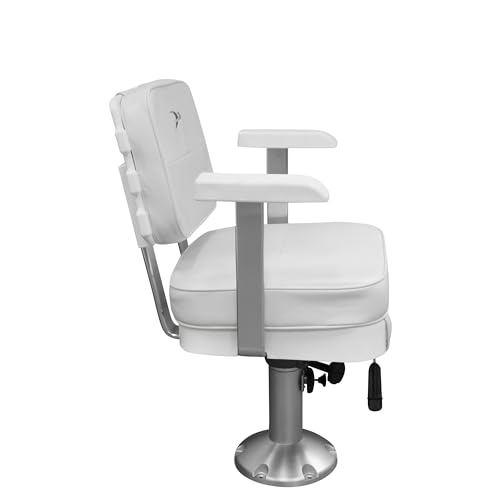 Wise Ladder Back Helm Chair with Adjustable Height Pedestal and Seat Slide White