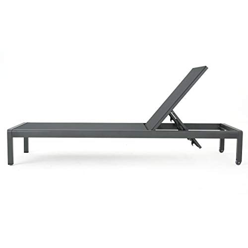 Christopher Knight Home Coral Bay Outdoor Aluminum Chaise Lounge Set, 4-Pcs, Grey/Dark Grey